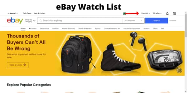 eBay Watch List Page