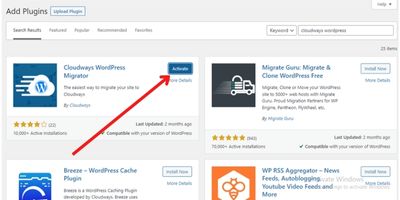 cloudways migration plugin activation