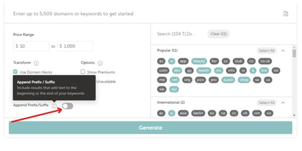 add prefix suffix