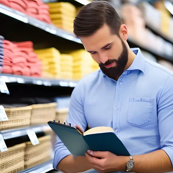 mystery shopper in a store taking notes